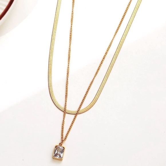 n e w | 14k gold filled flat herringbone multi layered necklace - Picture 2 of 4